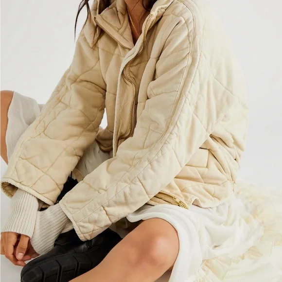 Free People dolman quilted jacket in vanilla cream size XS - Picture 15 of 16